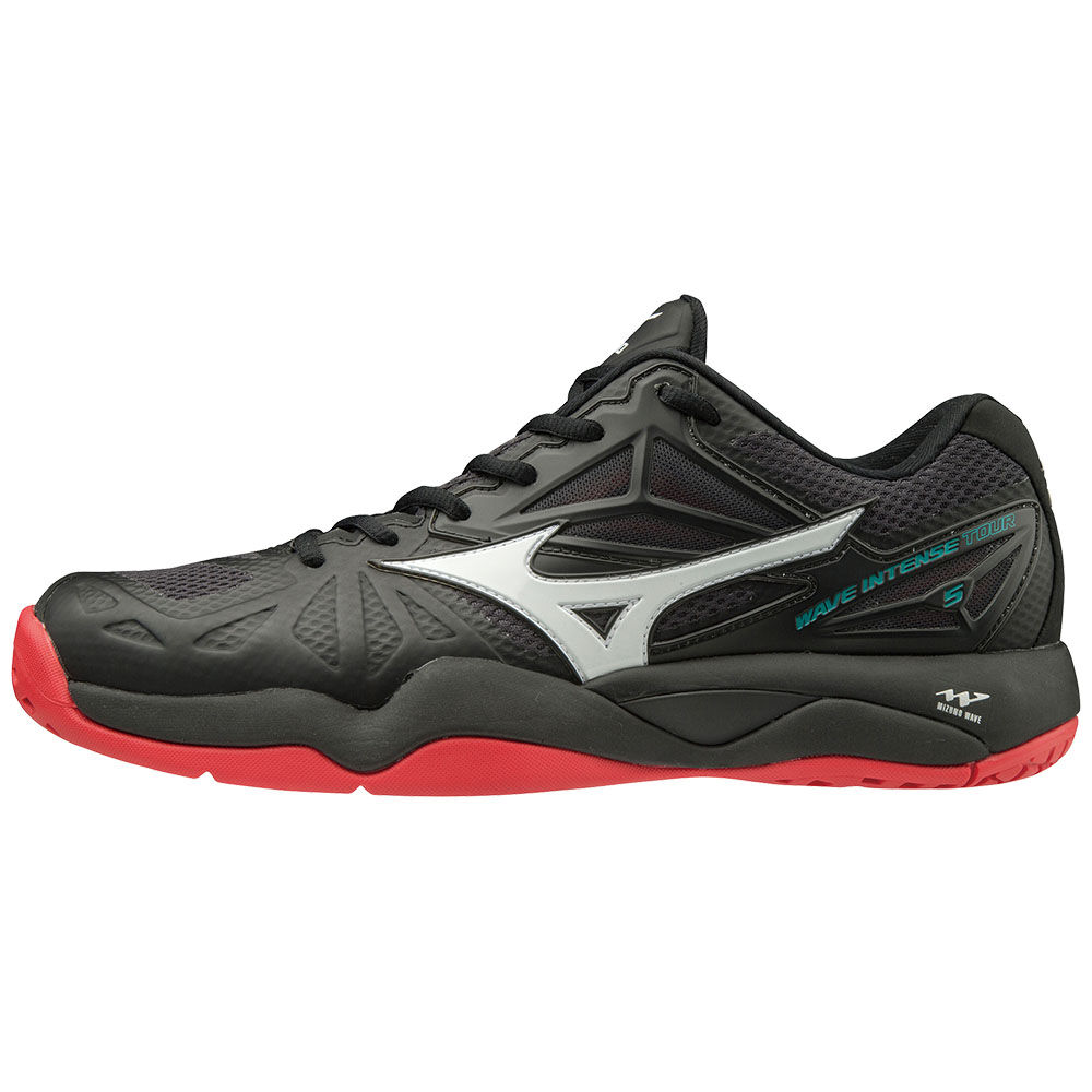 Panske Tenisove Topanky Mizuno WAVE INTENSE TOUR 5 AC Čierne/Biele/Ruzove Vypredaj ASND90835